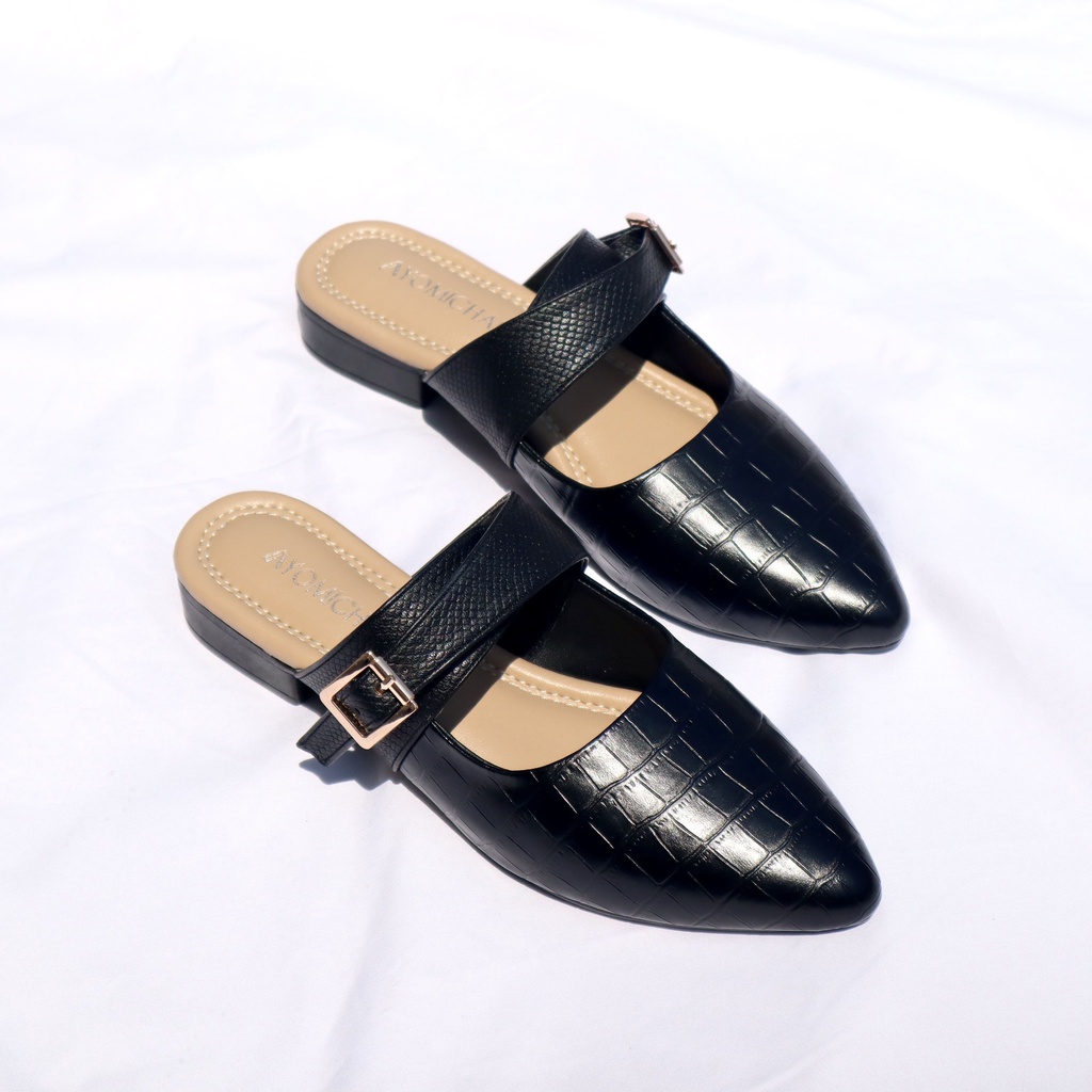 Ayomichan - Flat Shoes Martha AYM916 Mules Wanita 3 cm / Flatshoes Kekinian