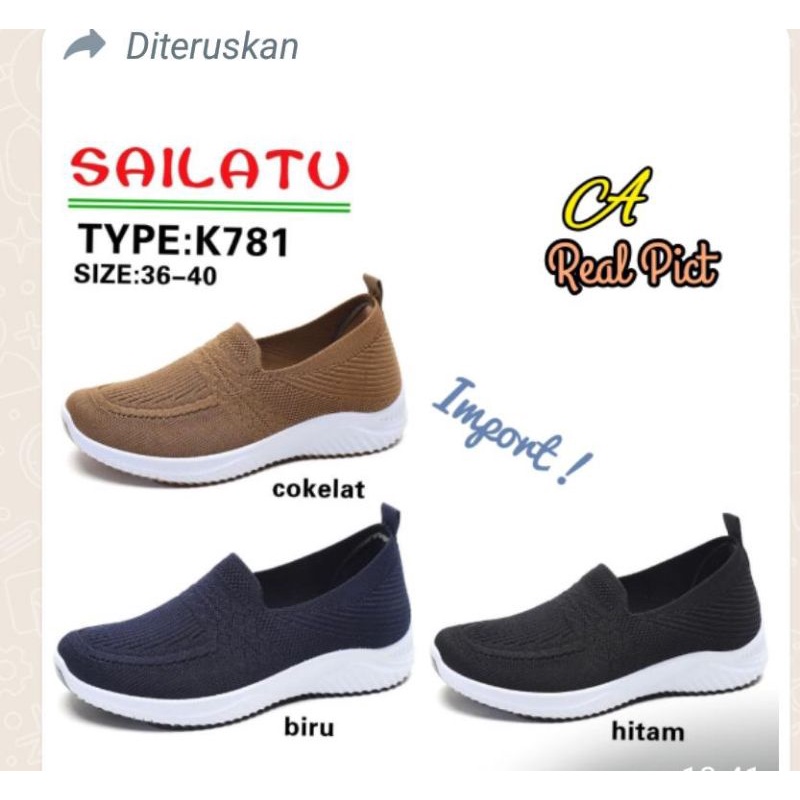 SEPATU FLAT SNEAKERS RAJUT ORI SAILATU IMPORT SOL KARET NYAMAN