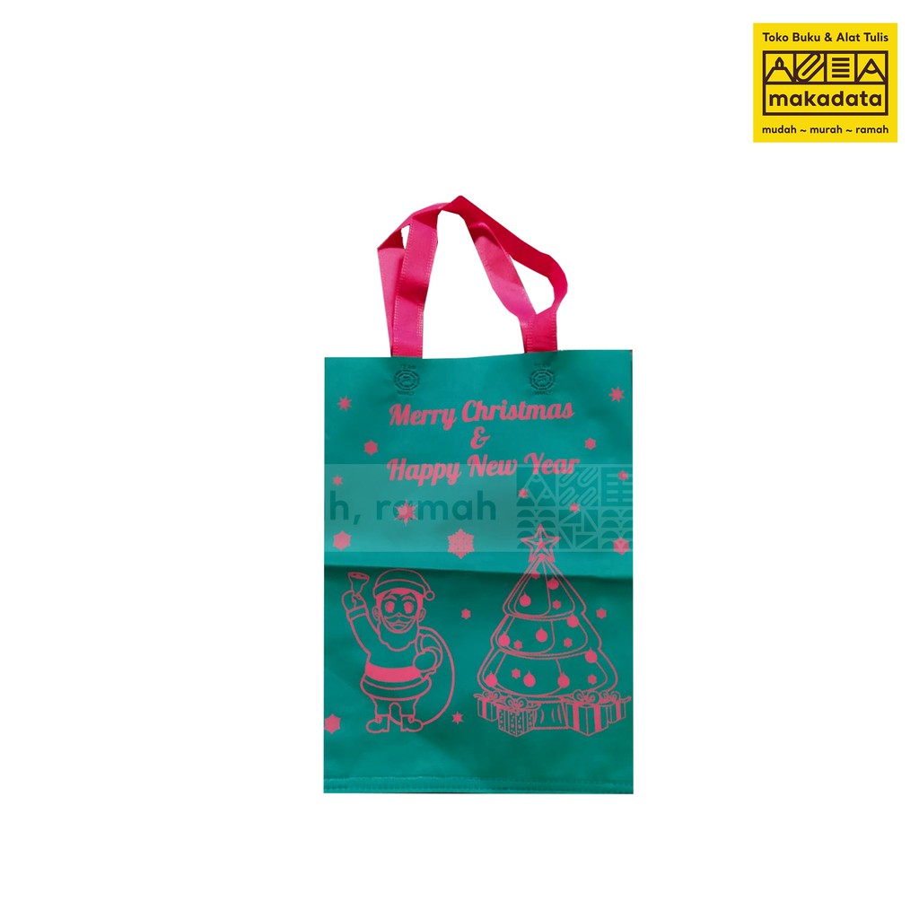 GOODIE BAG / TAS KAIN / SPUNBOND MOTIF NATAL GOMICO (30X40) MURAH