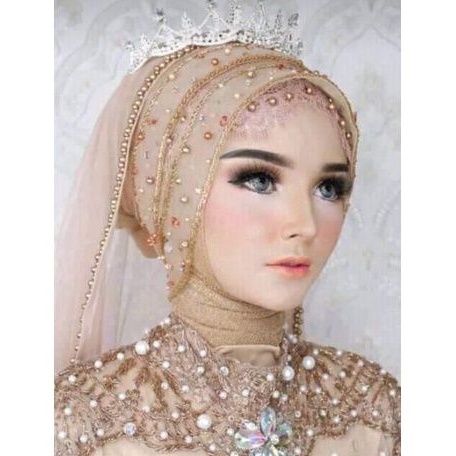 slayer pengantin hijab veil dapat di susun