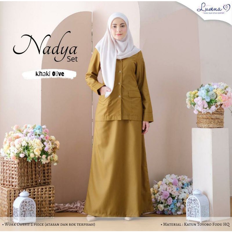 seragam Dinas Nadya khaki olive by luvena atasan dan bawahan