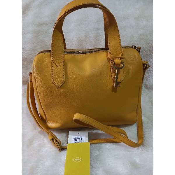 tas fossil fiona satchel golden yellow never been used