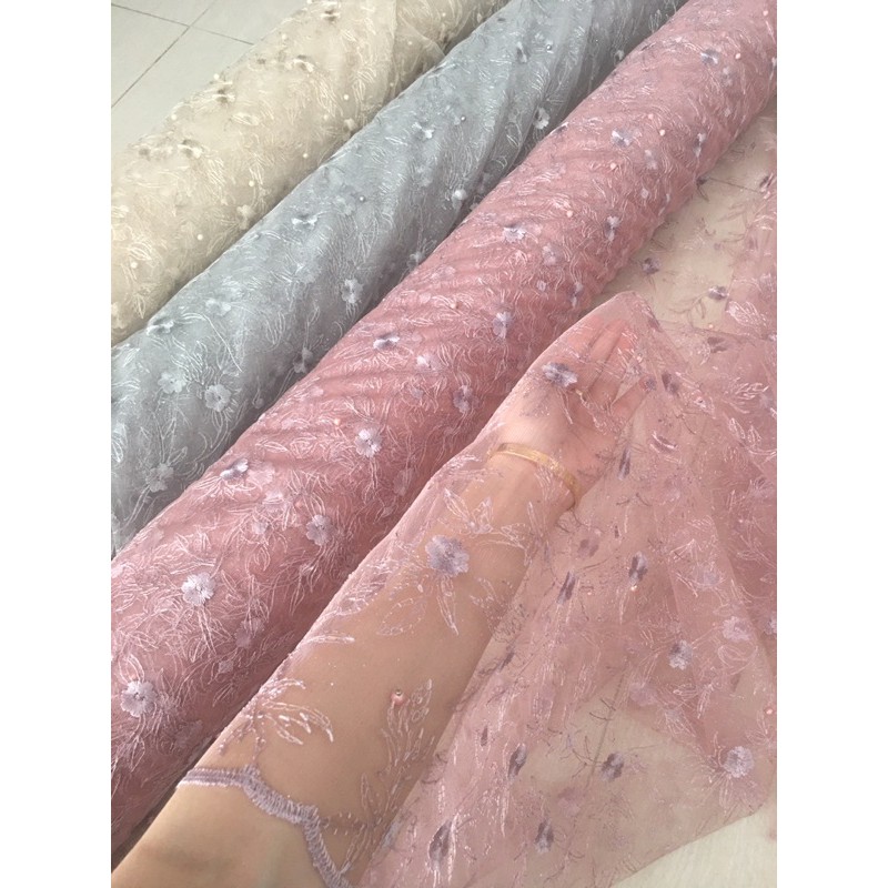 Kain Brokat Tile Mutiara Charlotte Warna Pink Rose Gold Shopee Indonesia