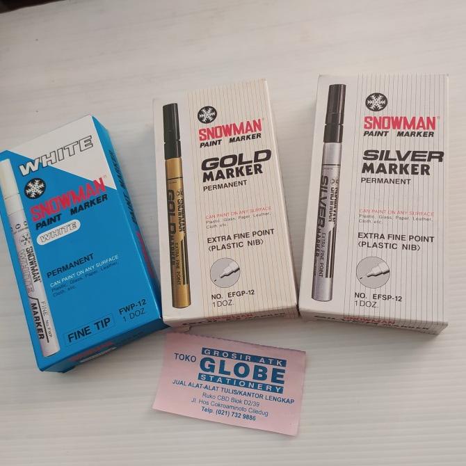 

spidol permanent snowman White, Gold, Silver(kecil/fine /lusin