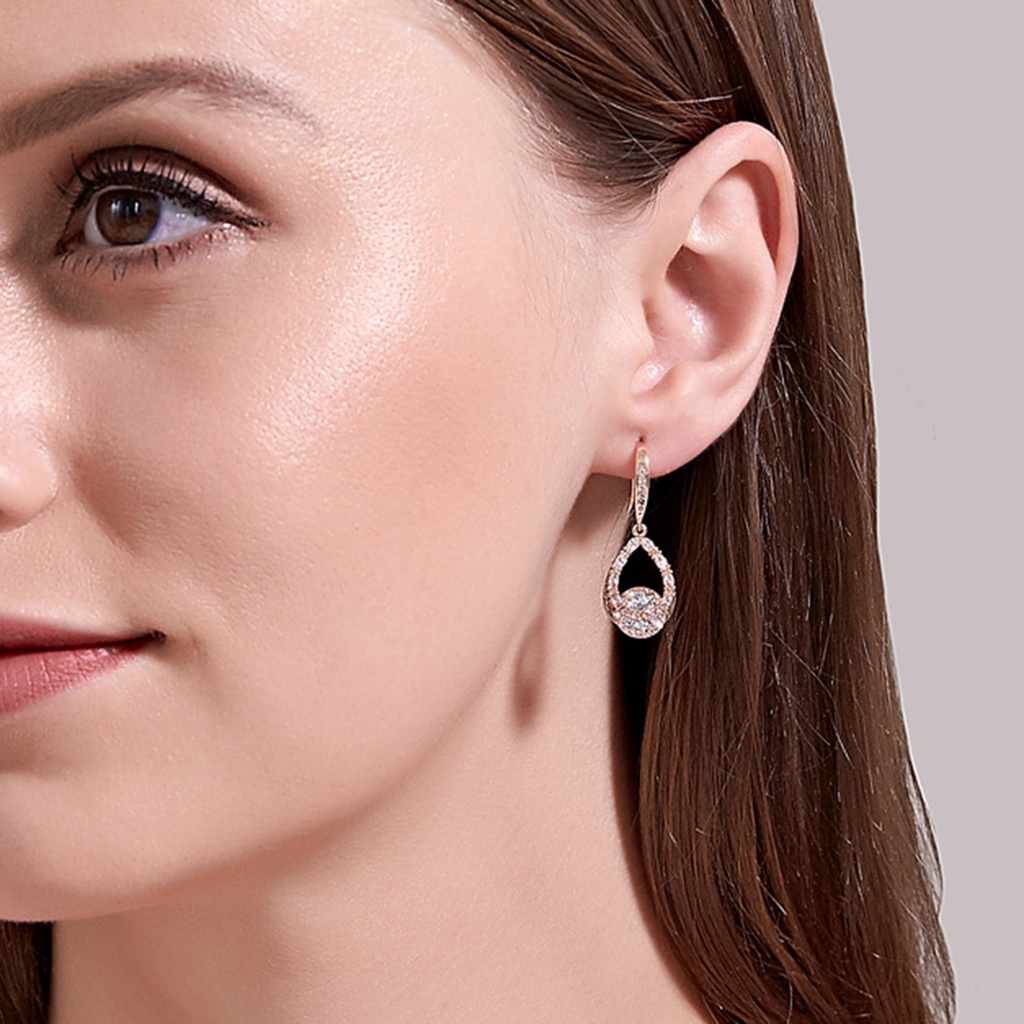 Hu Hu Hu Hu Hu Alat Bantu Pasang Kacamata♡ 1 Pasang Anting Kait Wanita Bentuk Tetesan Air Hias Berlian Imitasi Berkilau Tahan Lama Untuk Pernikahan