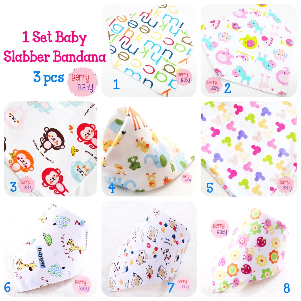 Berry Mart Slabber Bandana Katun Bib Celemek Makan Bayi 100% Katun Berry Mart