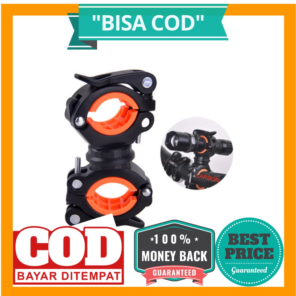 BISA COD Cycle Zone Clamp Penjepit Senter Stang Sepeda 360 Derajat - ZH1035904 - Black/Orange