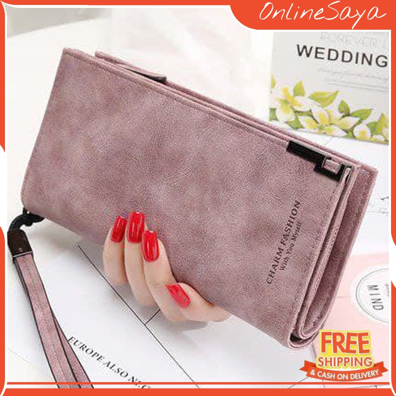 ONLINESAYA - DOMPET PANJANG GIANNA WA004P3 FASHION WANITA KULIT PINK PREMIUM BESAR