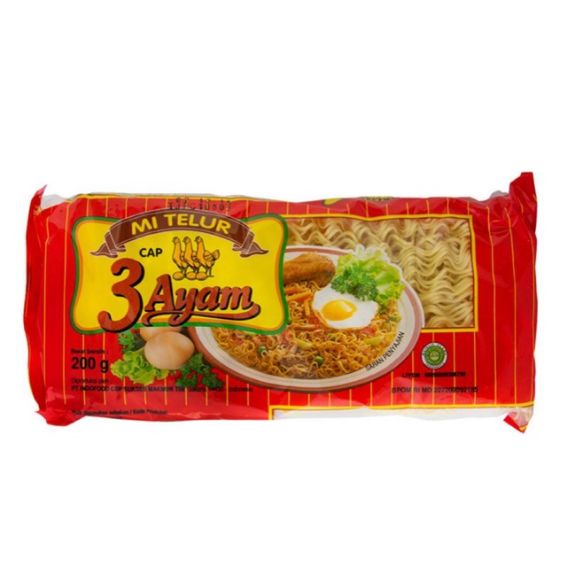 

3 AYAM MIE TELOR SUPER MERAH 200G