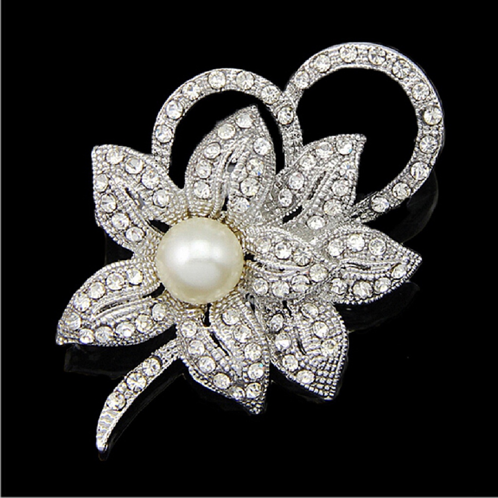 (AdornmentNo1) Pin Bros Bunga Hiasan Mutiara + Berlian Imitasi