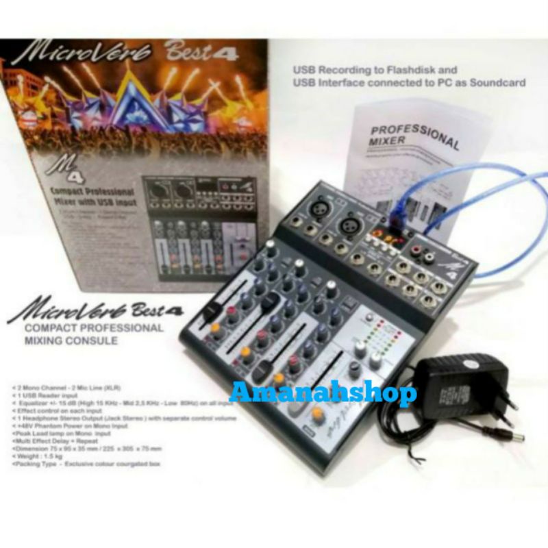 MIXER MICROVERB BEST4 MIXER 4 CHANNEL MICROVERB BEST 4