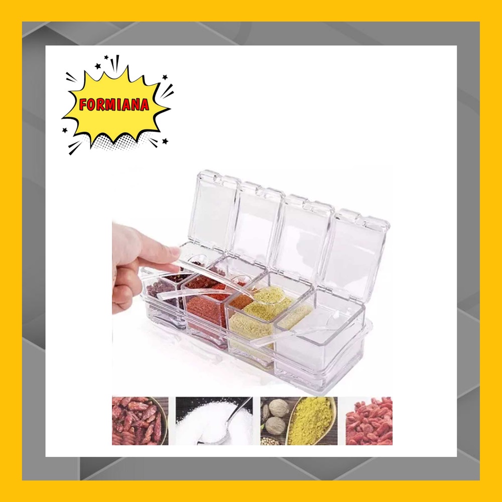 FM - Tempat Bumbu Dapur Seasoning Box 4 in 1 - Transparan