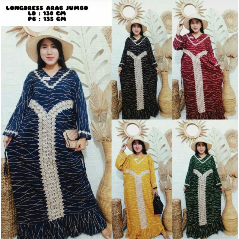 DASTER ARAB RENDA JUMBO TERBARU TERMURAH/LD 130/LONGDRESS TERBARU KEKINIAN/AGEN DASTER COD SURABAYA