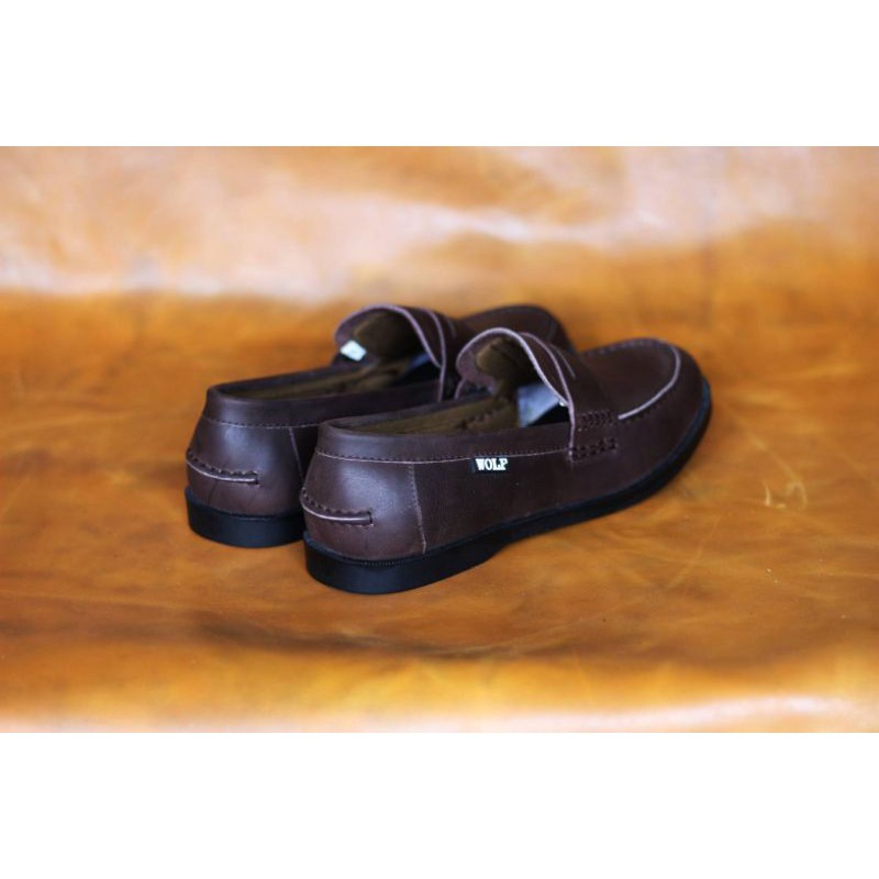 (COD) SEPATU FORMAL SLIP ON KULIT ASLI WOLF COTON ORIGINAL