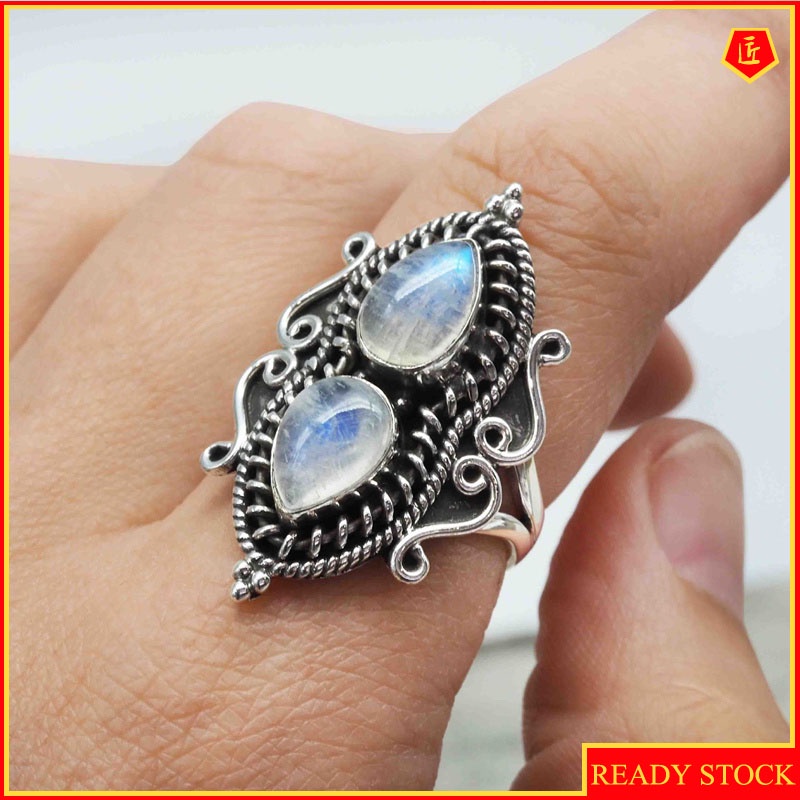 [Ready Stock]S925 Silver Vintage Moonstone Ring