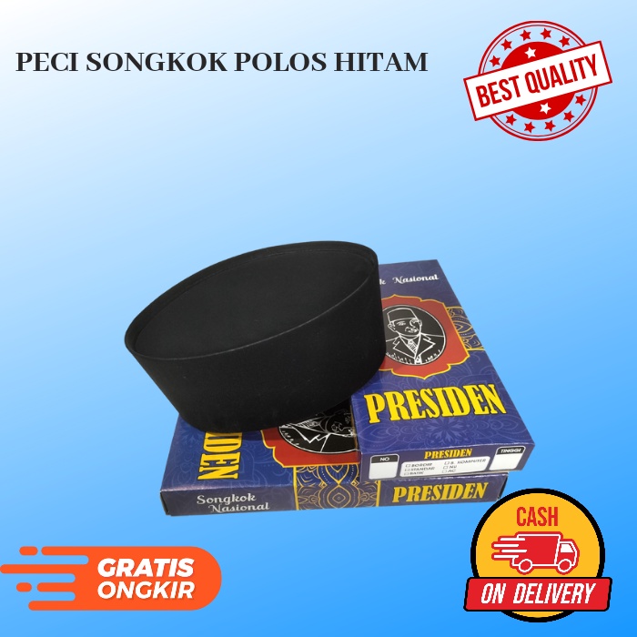 PECI KOPIAH SONGKOK HITAM POLOS TINGGI 9 CM