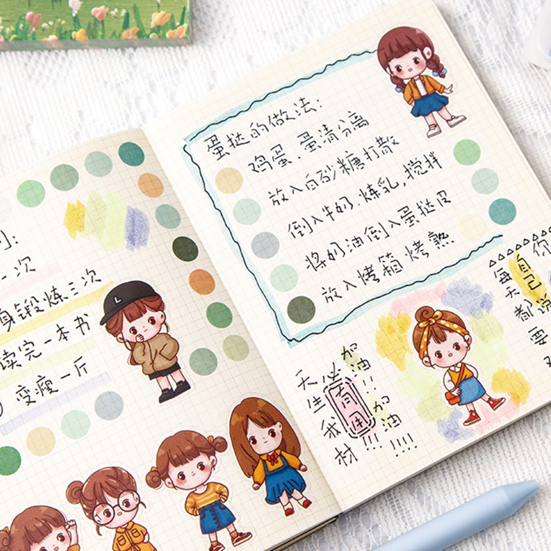 40pcs Stiker Motif Kartun Perempuan Jepang Anti Air Untuk Dekorasi Diary Diy