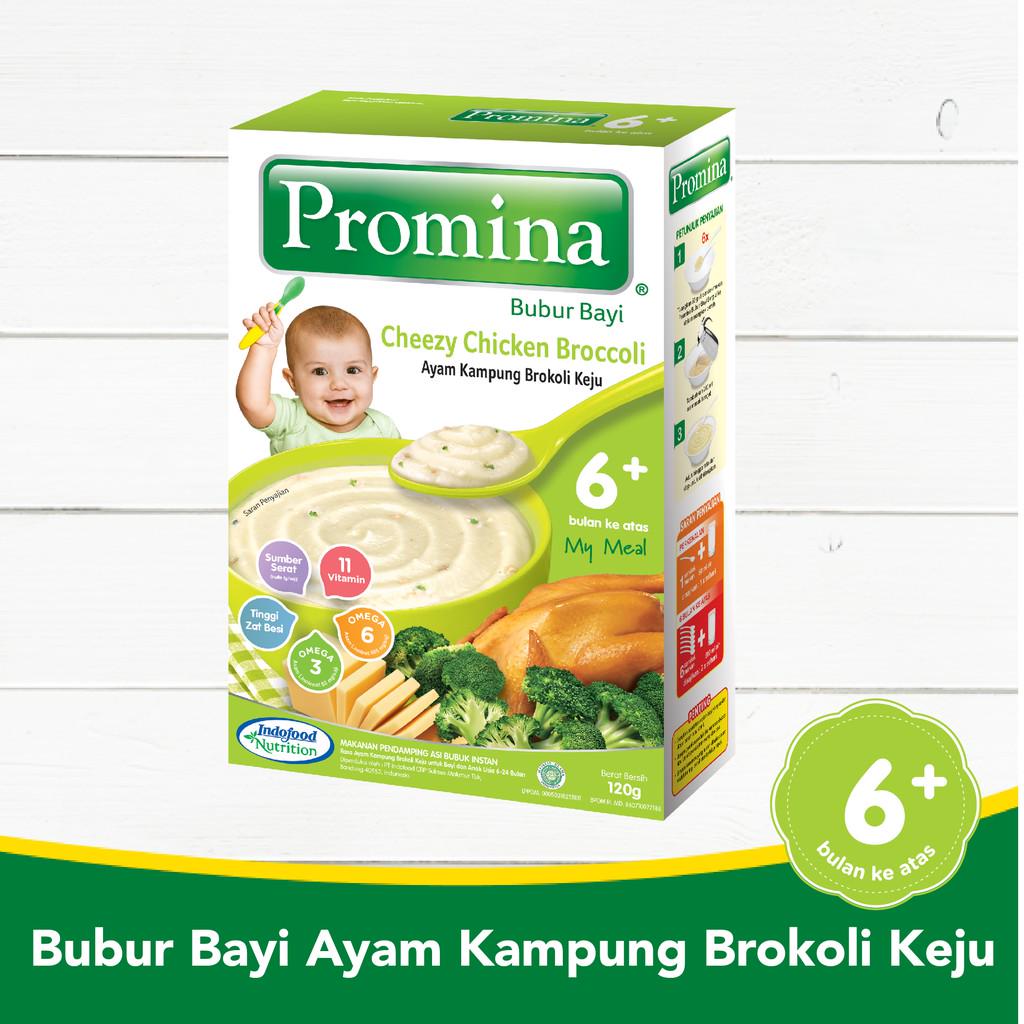 Promina Bubur Bayi 6+ Tim Sapi Wortel Box 120g x 1 Pcs + Promina Bubur Bayi 6+ Ayam Kampung Brokoli Keju Box 120 g x 1 Pcs