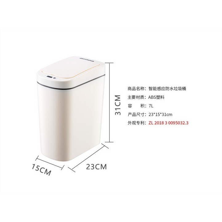 Ninestars Smart Sensor Touchless Waste Bin Tempat Sampah Sensor Automatis Rumah Kamar Kantor 7L