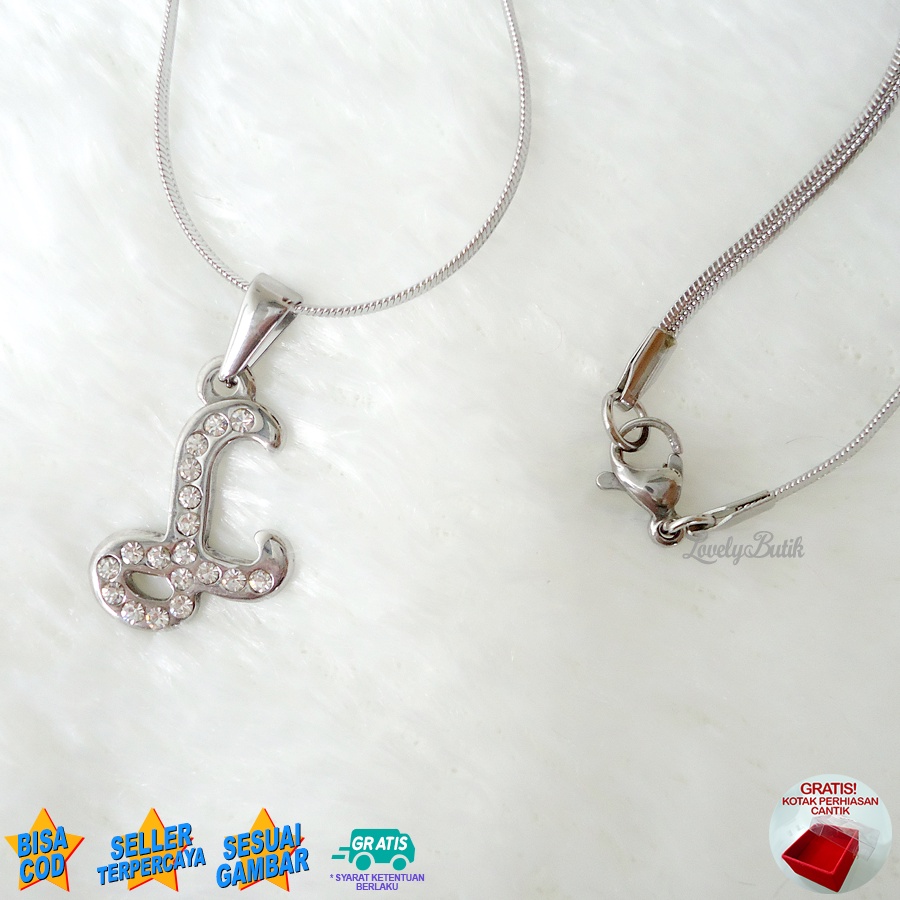 Lovelybutik - Kalung Inisial Huruf Titanium anti karat Kalung hurup Abjad Alphabet Ins L Klasik Bonus Kotak Perhiasan