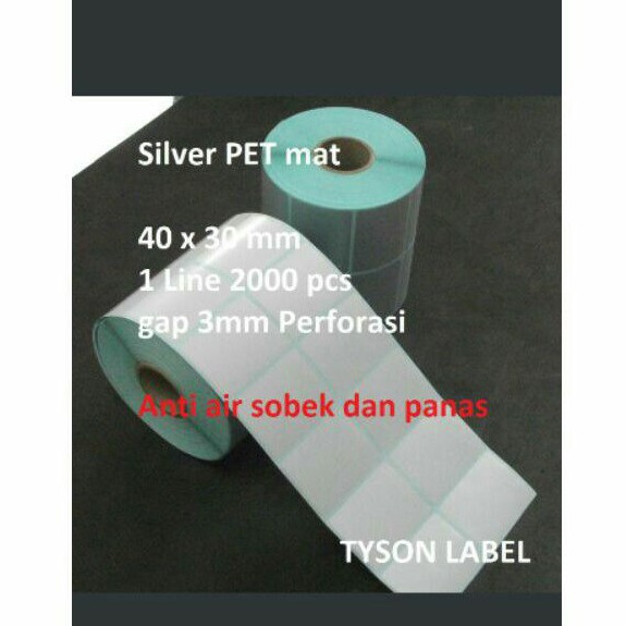 

label barcode silver pett 40x30 2line 2000pcs gap 3mm core 1 PFRS