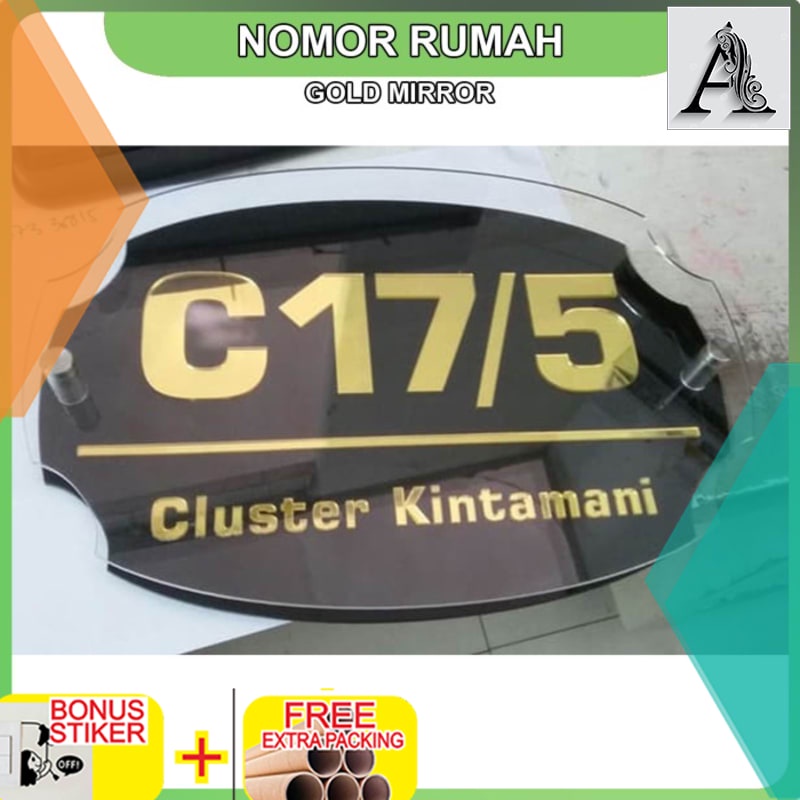 

Grosir Nomor Rumah Akrilik Gold Mirror Standart Series - Landscape Gold