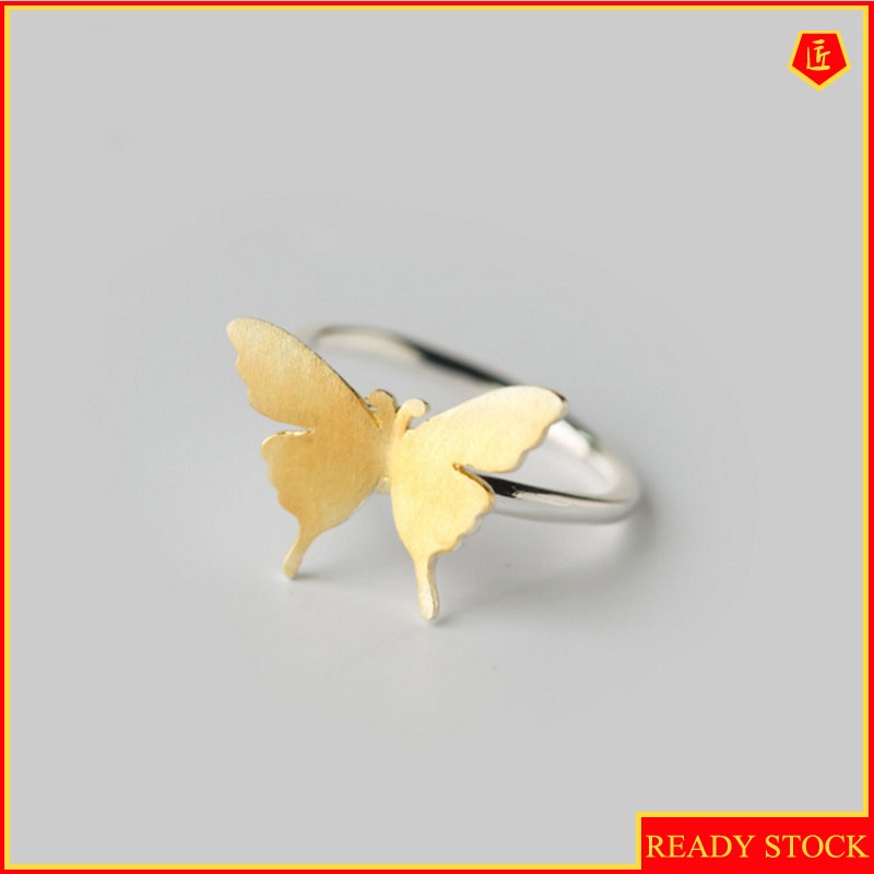 [Ready Stock]Korean Simple Personalized Golden Butterfly Silver Ring