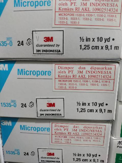 Micropore 1/2 inchi Per Roll / Micropore 1/2 in / plester perekat / Micropore 3m