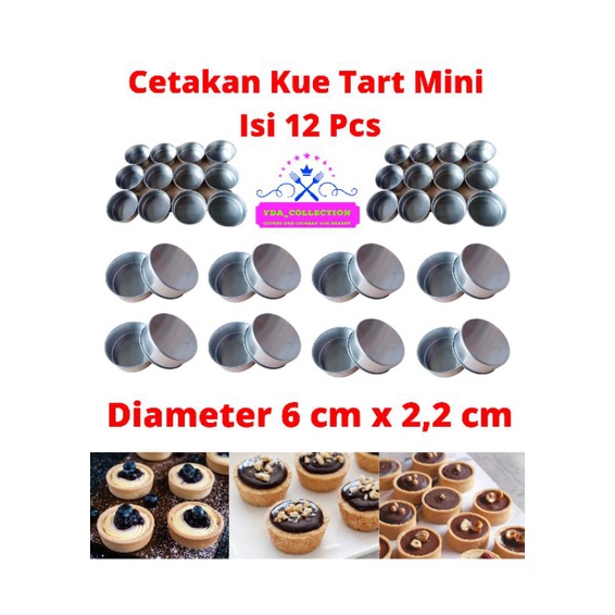12 Pcs Cetakan Tart Mini 6 CM / Cetakan Pie Polos / cetakan kue tart mini/cetakan kue tart mini  / T