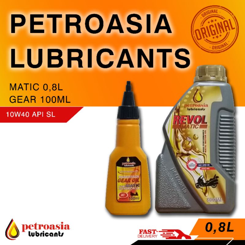 Petroasia Paket Hemat, Revol Matic 10w40 0,8L + Gear matic 100ML, SNI