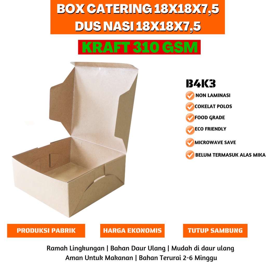 Box Nasi Kotak Box Catering Dus 18x18 Dus Nasi 18x18 (B4K3-18X18X7.5 Cm)