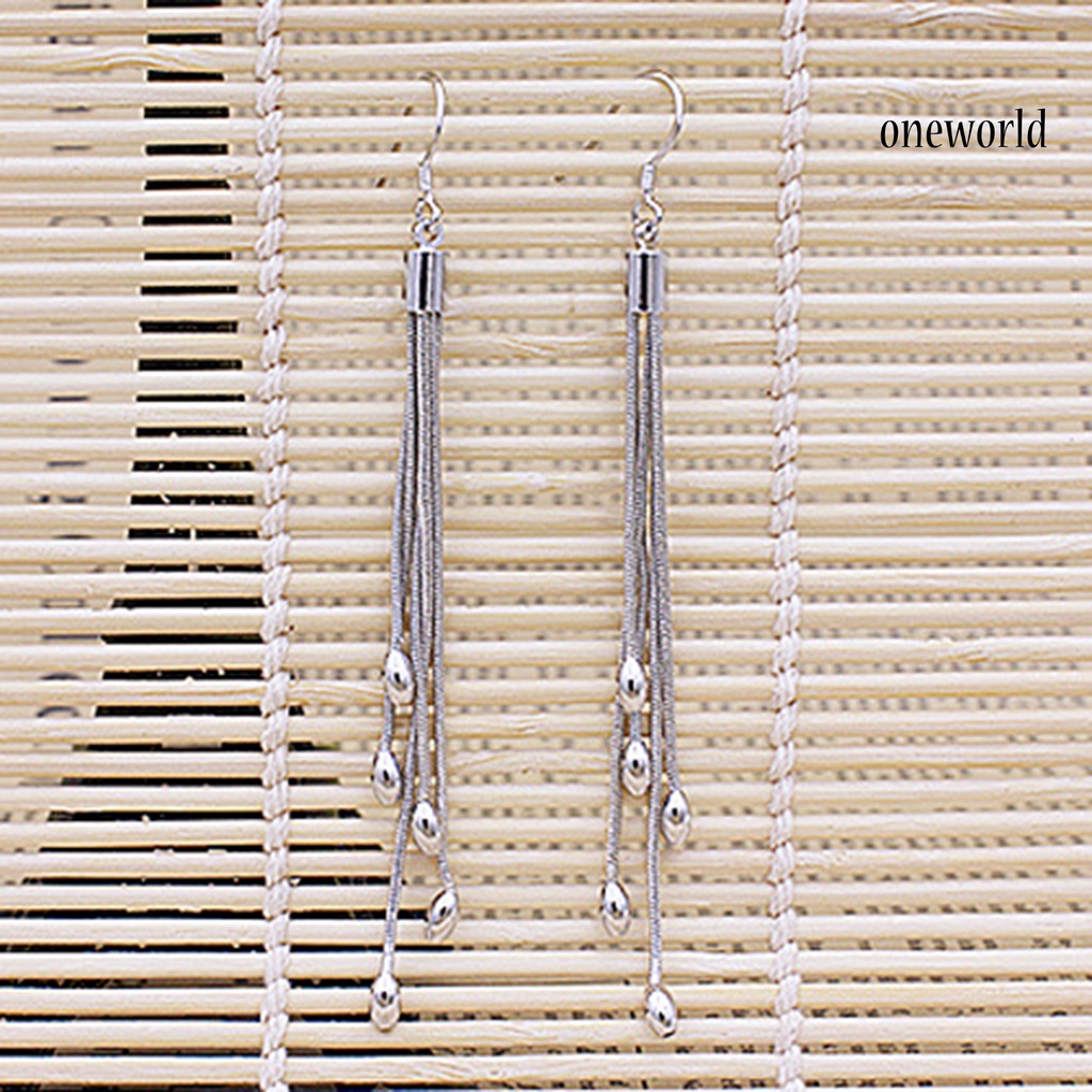 OW@ Ear Hook Stylish Eye-catching Long Tassel Long Tassel Drop Dangle Hook Earrings for Wedding Party Prom