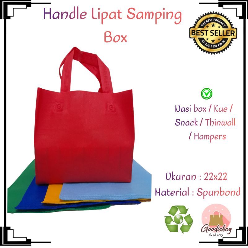 

Tas hajatan spunbond handle lipat samping box 22x22 tas syukuran selamatan besek kotak nasi murah