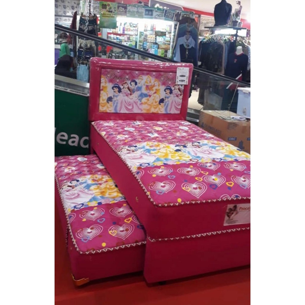 SET 2in1 2 in 1 Twin PROCELLA Princess Pink Springbed Anak Spring Bed 120