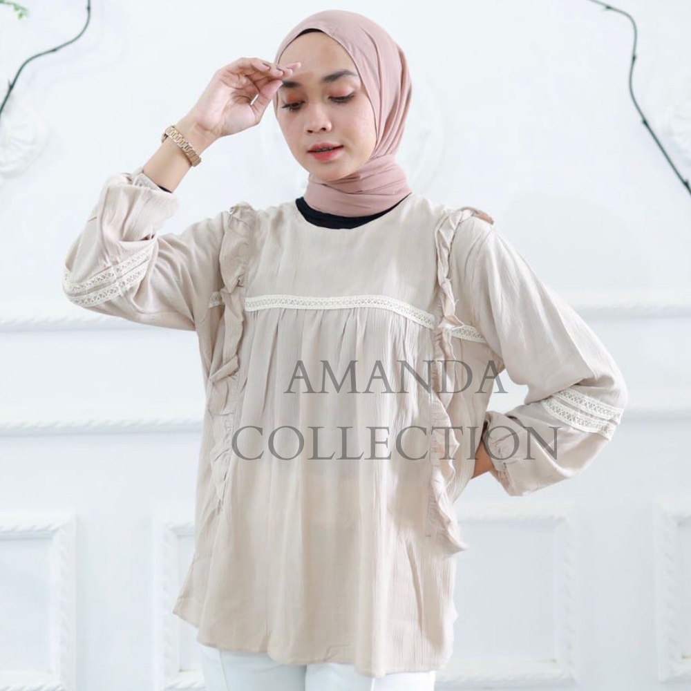 TERMURAH /Saka Blouse Rayon Crinkle Airflow Blouse Korean Style Wanita