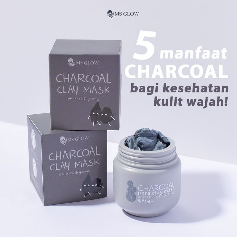 MS glow MASKER CLAY MASK CHARCOAL free spatula | Shopee  