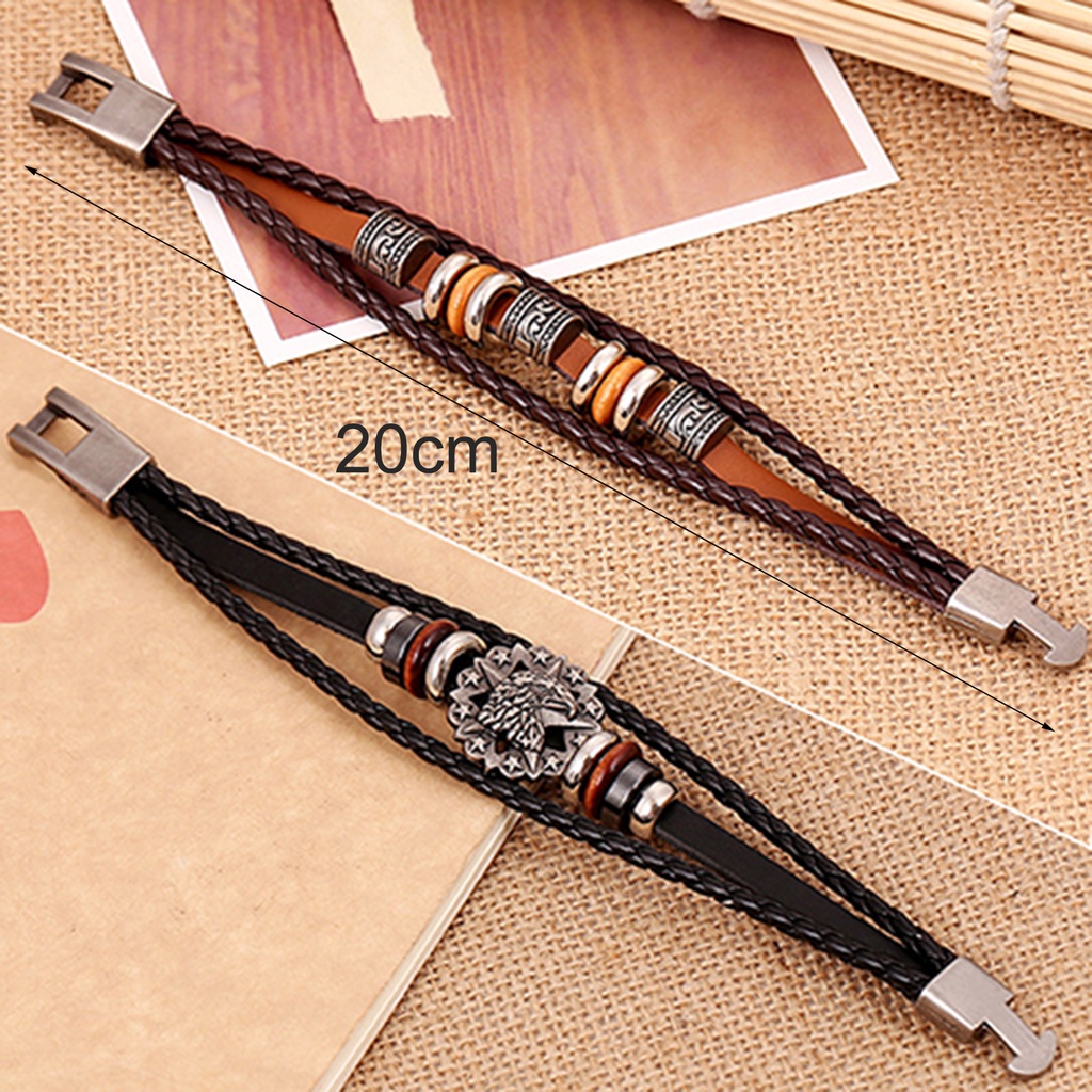 Hu Hu Hu Hu Hu Alat Bantu Pasang Kacamata♡ Gelang Bangle Retro Punk Kulit Imitasi Multilayer Aksen Manikmanik Bunga Untuk Priawanita