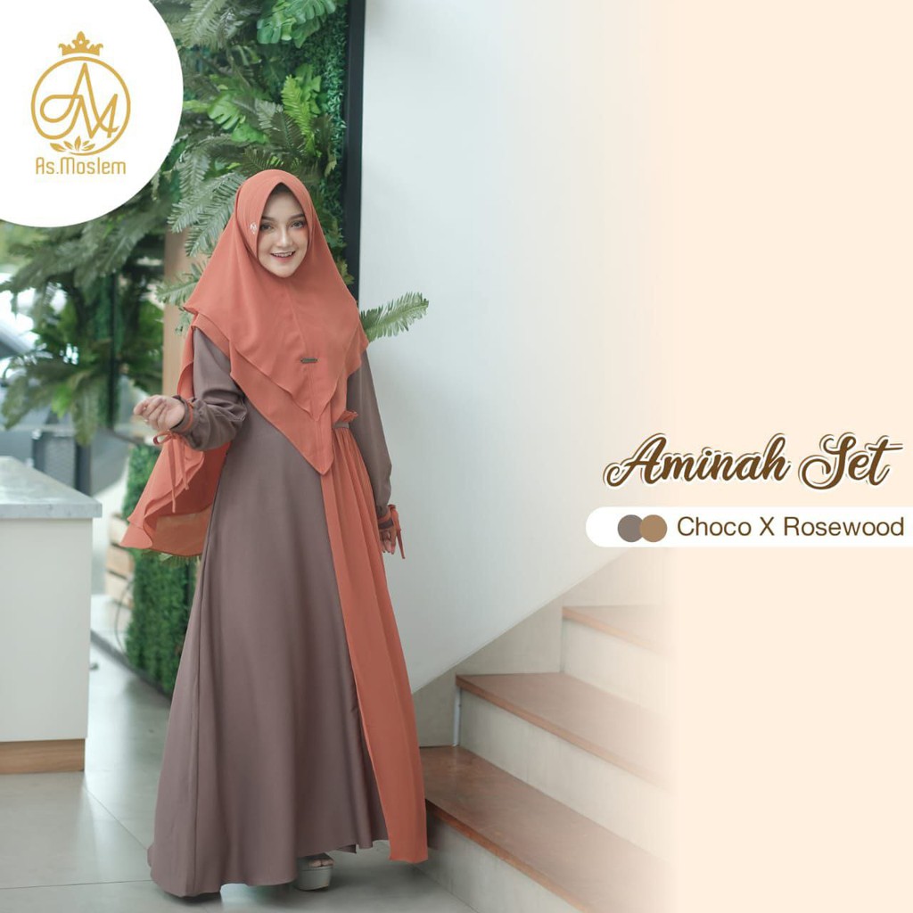 AMINAH SET ORI BY AS MOSLEM [GAMIS SYAR'I SET HIJAB ELEGAN]