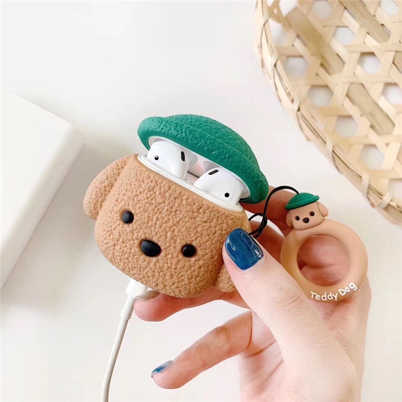 Casing Earphone Silikon Bluetooth Kartun Teddy Dog Lucu Untuk Airpods1 2 3 pro PRO2 I13 pro Inpods 12 I12 I11 I9S I23 Airpods3