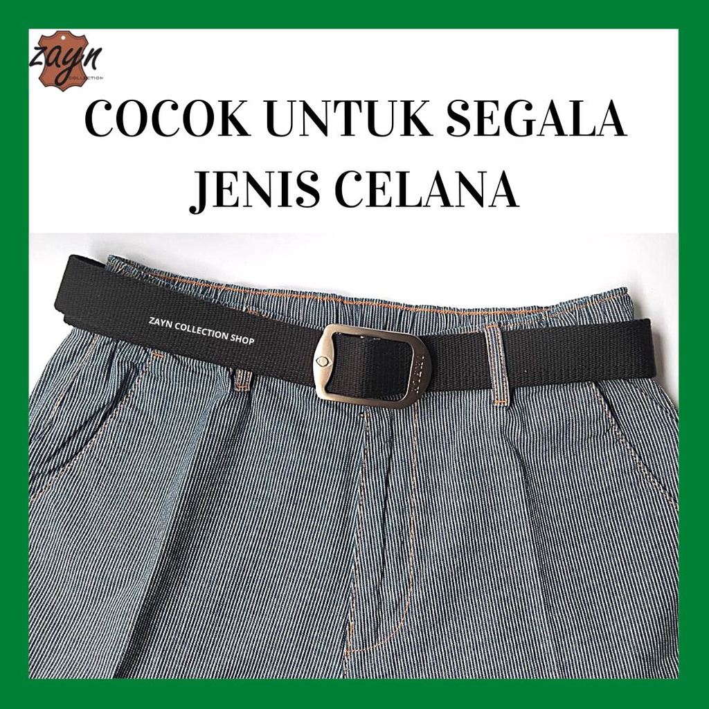 Ikat Pinggang Unisex Ukuran Jumbo Bahan Kain Katun Kanvas Gesper Pria dan Wanita Canvas Bigsize Oversize