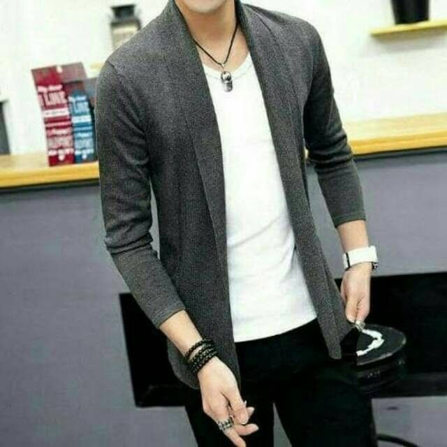 Blazer Rajut Pria korea / Long Cardigan Pria 100% Cotton Bisa Custom