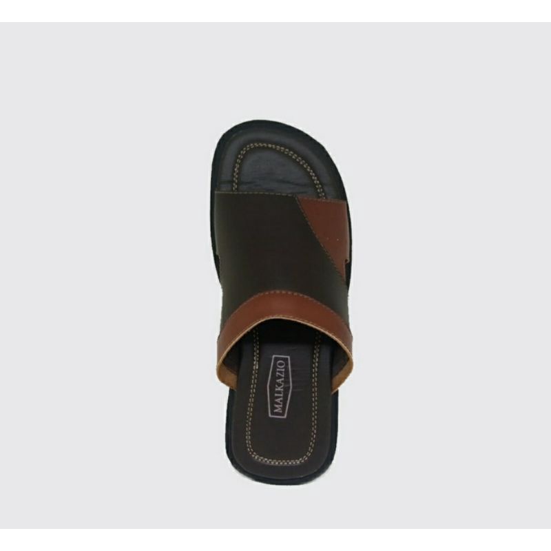 Sendal Kulit Slide Big Size 44-48 Sandal Jepit Pria Bapak2 Ukuran JUMBO Kasual M15 Brown