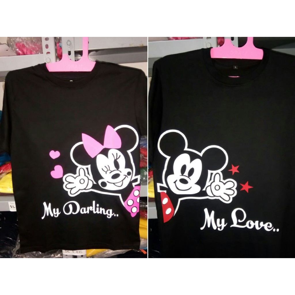 Kaos baju t shirt couple mickey and minnie