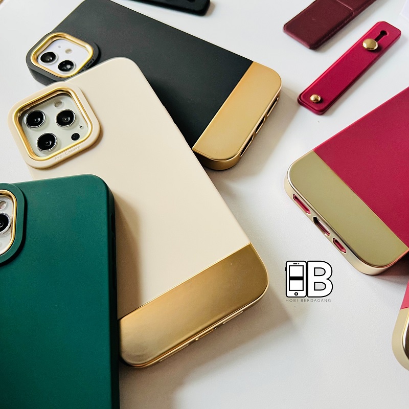 Gold Plating Silicone Case Emas Soft Square Edge Full Cover Case iPhone X XR XS 11 12 13 PRO MAX