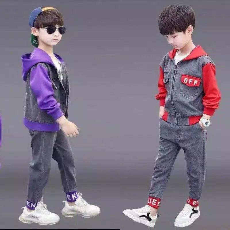 baju anak 1-3tahun/ setelan anak laki laki import/set anak jeans hoodie