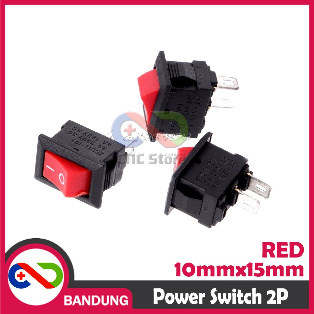 ROCKER SWITCH SAKLAR POWER KCD11 10X15MM 250V 3A 125V 6A AC 2 PIN SPST