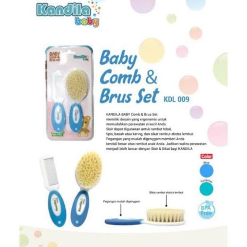 Kandila Baby Comb &amp; Brush Set KDL099 KDL009-2 - Kandila Sisir Bulu Lembut &amp; Sisir Bayi - Sisir Grigi