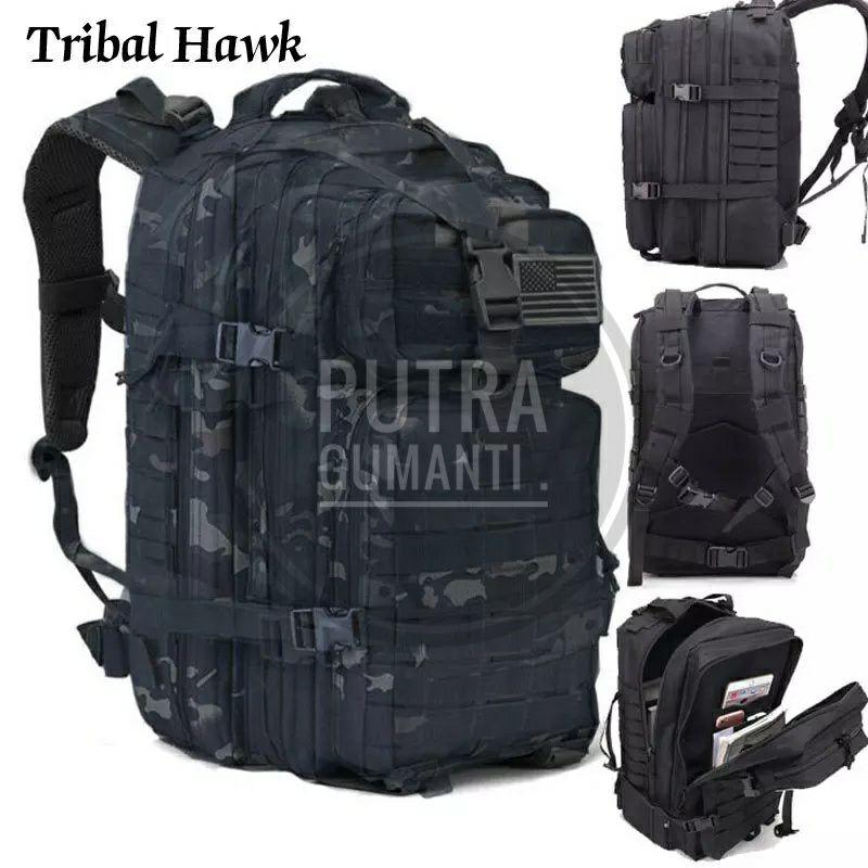Backpack loreng pubg pria cordura - hitam