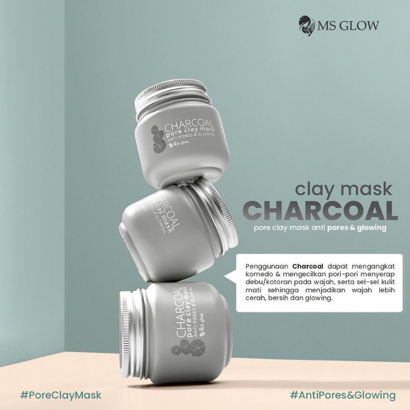 CLAY MASK GREENTEA  MSGLOW / CHARCOAL MASKER MS GLOW