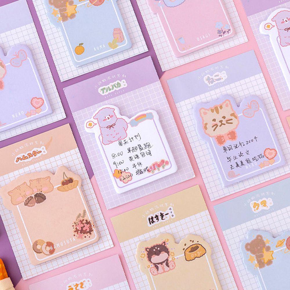 Lanfy Kawaii Sticky Notes Kartun Beruang Scrapbook Kertas Tulisan Kucing Self Adhesive Massage Note